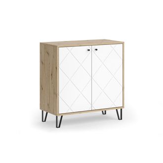 Vicco Aparador Nizza, Artesano/blanco, 80.2 X 82.6 Cm Con 2 Puertas, Vicco