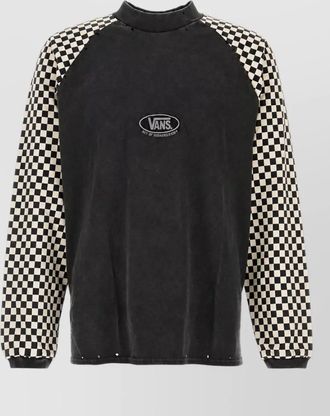 Vans cotton oversized checkerboard-print long-sleeve t-shirt