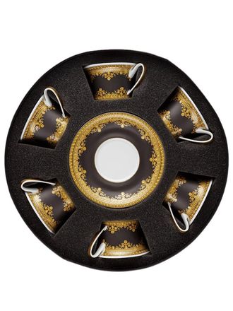 Versace x Rosenthal zes theekopjes met tekst - Zwart
