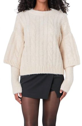 endless rose Cable Twofer Sweater In Cream