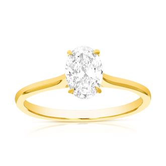 Vir Jewels 1/2 cttw Oval Lab Grown Diamond Engagement Solitaire Ring in 14K Yellow Gold For Women
