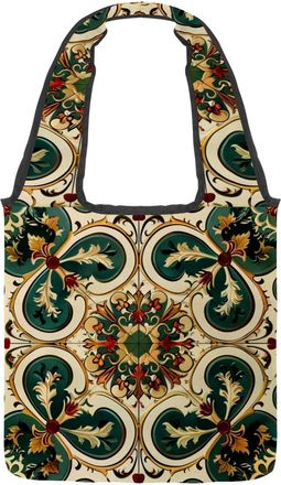 Generic Catholic Pattern Reversible Canvas Shoulder Tote - Double-Sided Print, 12oz Cotton, 27cm Drop, Fold-Flat Bag for Travel, Shopping, Street Outings