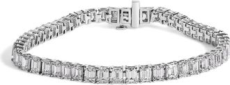 House of Brilliance IGI Certified 14K White Gold 10.0 Cttw Emerald Cut Lab Grown Diamond Tennis Bracelet