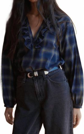 Nation Ltd Beckett V- Neck Plaid Blouse In Starry Night Plaid