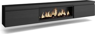 Skraut Home Skraut Home - Mobile Tv Soggiorno, Ampio Spazio A Disposizione, 267x45x35 Cm, Tv Di Grande Formato, Camino Elettrico Xxl, Sospeso, Da Appendere, Stile