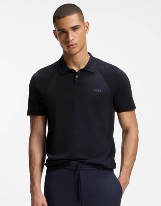 HUGO BOSS Mens BOSS Green Momentum-Lite Mens Short Sleeve Polo Shirt - Dark Blue 402 - Navy - Size: 40
