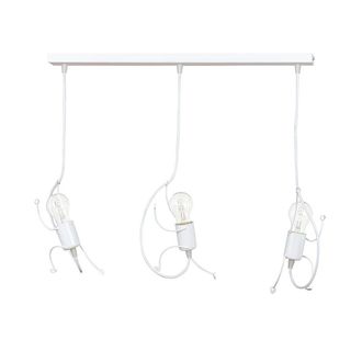 Wonderlamp Regleta de techo estilo infantil con 3 port&aacute;lamparas de metal blanco