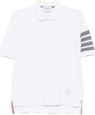 Thom Browne Witte Polo Shirt met 4Bar Detail - Dames - Polos - Wit - XS - Katoen - Tops
