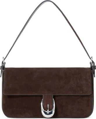 Staud Harlow Leather Shoulder Bag in Espresso at Nordstrom