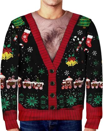 Generic Christmas Hoodie Pullover Men Women Loose Men Basic Colourful Hoodie Xmas Sweatshirt Christmas Jumper with Hood Autumn Leisure Sports Hoodie Training 