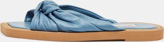 Jimmy Choo London Blue Leather Bow Flat Slides