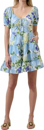 Sugarlips Muna Khloey Floral Tiered Mini Dress In White Blue Multi