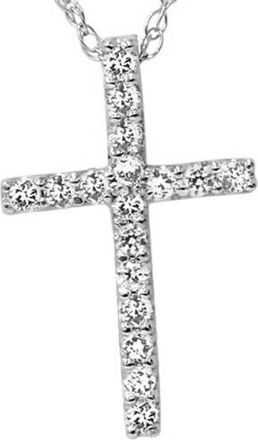 Pompeii3 1/10ct Diamond Cross Pendant 10K White Gold 1/2 Tall