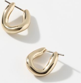 Simons Womens Twisted-oval small Hoop Earrings