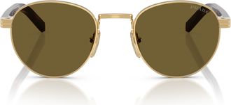 Prada 0pr B52s Round Frame Gold-tone Metal Sunglasses