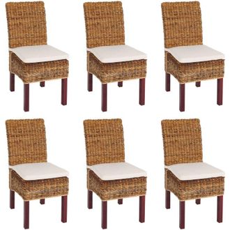 Hhg Hhg - Nunca Usado] Lote De 6 Sillas De Comedor Silla De Mimbre M69 Silla Bali Mimbre Pl&aacute;tano, Light, Con Coj&iacute;n