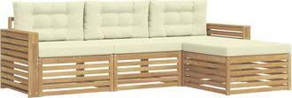vidaXL Conjunto De Sof&aacute;s De Exterior 4 Uds. Blanco Y Crema Vidaxl