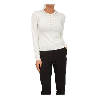 Fracomina Truien & Vesten, Dames, Wit, S, Wol, Gebreide Polo Regular Fit