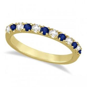 Allurez Lab Grown Diamond & Lab Blue Sapphire Ring Anniversary Band 14k Yellow Gold (0.32ct)