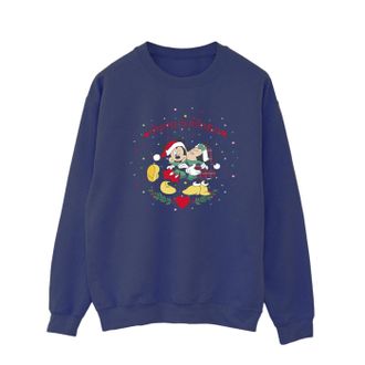 Disney Heren Mickey Mouse Mickey Minnie Kerstmis Sweatshirt (Marineblauw)