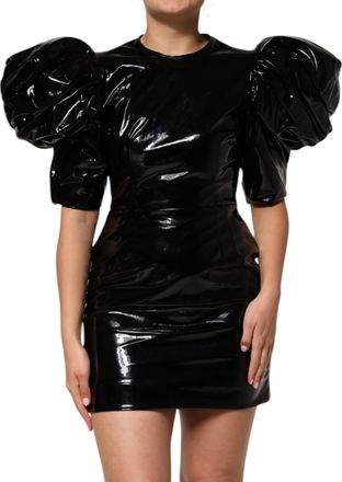 Dolce & Gabbana Black Bodycon Sheath Puff Sleeve Mini Womens Dress