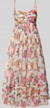 Lace & Beads Cocktailkleid aus Mesh im Stufen-Look in Offwhite, Gr&ouml;&szlig;e XXS