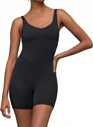 Bandier V-Neck Tempo Short Catsuit In Black