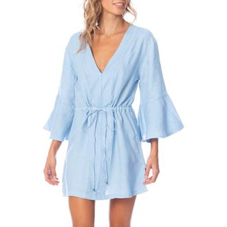 Maaji Stone Blue Joy Linen Cover-Up Dress at Nordstrom, Size X-Small