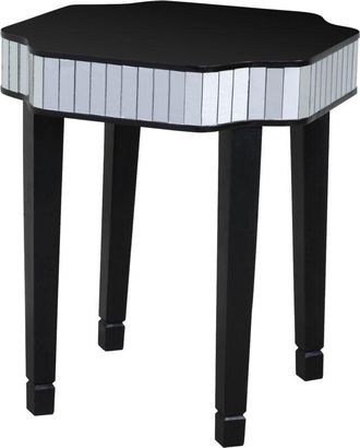 Premier Housewares Interiors by Premier Black Side Table with Mirrored Side Panels, Modern Bedside Tables For Living Room, Side Table With Glass