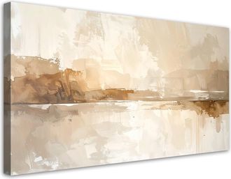 Feeby Cuadro Sobre Lienzo, Abstracci&oacute;n Moderna En Tonos Pastel Beige, 120x60