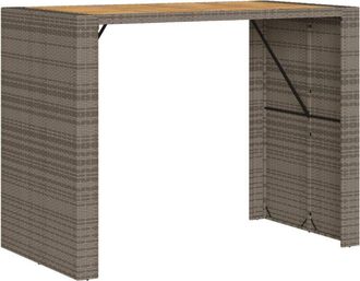 vidaXL Mesa Alta Jard&iacute;n Superficie Madera Rat&aacute;n Pe Gris 145x80x110 Cm Vidaxl