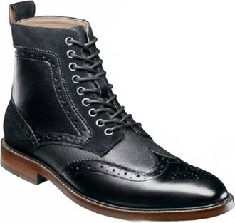 Stacy Adams Mens Finnegan Wingtip Boot In Black Multi
