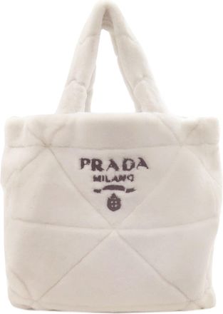 Prada White Leather Tote Bag (Pre-Owned)