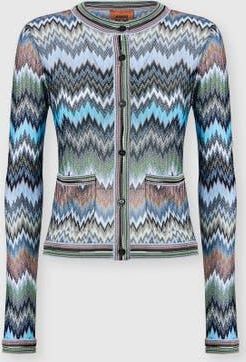 Missoni Snake-pattern Viscose Chevron Cardigan With Patch Pockets in Green& Brown at Nordstrom, Size 42 It