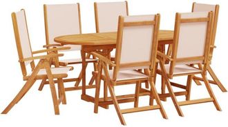 vidaXL vidaXL 7 Piece Garden Dining Set Solid Wood Acacia and Textilene