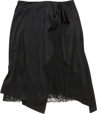 Acne Studios Satin Ruffle Skirt - Dames - Korte rokken - Zwart - M - Satijn - Rokken