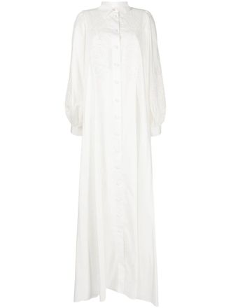 Elie Saab laser-cut embroidered cotton kaftan - White