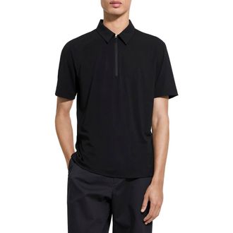 Theory Ryder Quarter Zip Polo in Black - 001 at Nordstrom, Size Xx-Large