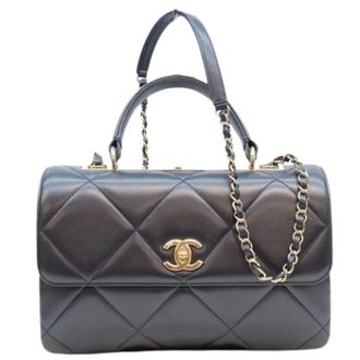 Chanel Pre-owned Vintage Schoudertas - Dames - Pre-owned - Zwart - Maat: ONE Size Leer