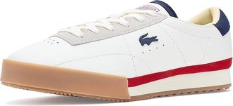 Lacoste Aura Leather Sneakers Mens Shoes White/Navy/Red : 10.5 D - Medium