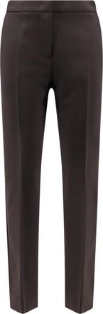 Max Mara Mxmacino Broek met Logoplaatje - Dames - Slim Fit Broeken - Bruin - XS - Wol - Broeken