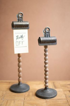 Kalalou Set Of Two Wood Beads On A Base With Clips