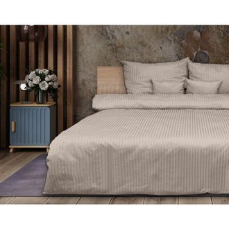 OEM Ropa De Cama Damasco Beige, Rayas 1 Cm, 160x200 +2x70x80 Matex
