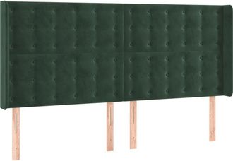 vidaXL Cabecero Con Orejas De Terciopelo Verde Oscuro 183x16x118/128cm Vidaxl