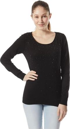 Gas Long Sleeve Tops, female, Black, Size: 2XS Cotton Crewneck Sweatshirt with Ribbed Hem