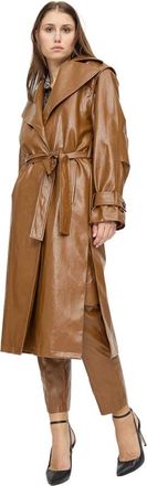 Federica Tosi Ecopelle Hooggetailleerde Trenchcoat - Dames - Trenchcoats - Bruin - XS - Leer - Jassen