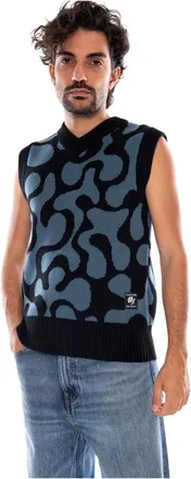 Kaotiko Gilet Jacquard Bad Romance - - Knitwear - Uomo - Blu - XL