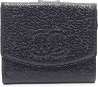 Chanel Black Grained Calfskin Wallet (Bi-Fold) (Pre-Owned)