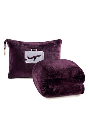 Luxury Home Comfort Fly 2-in-1 Travel Blanket & Pillow in Plum at Nordstrom Rack