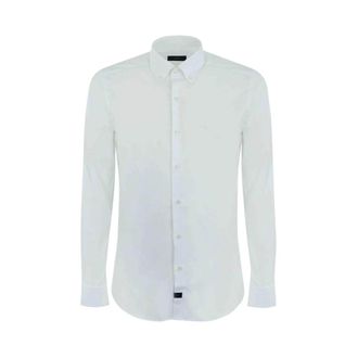 Fay Casual Shirts, male, White, Size: 3XL B.Down Stretch Shirt